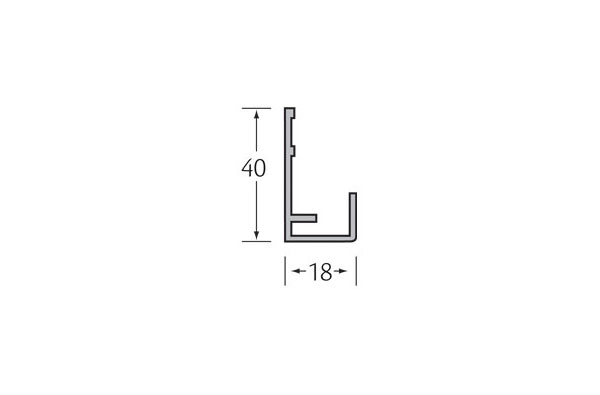 Startprofiel verticale bekleding 40 x 18 mm / 6 meter lengte