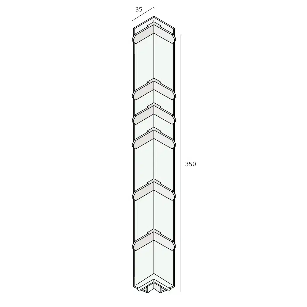 PR3089BI17032_2847_Uitwendig_hoekstuk_350mm_Keralit_dakrand_SZ2 Uitwendig hoekstuk 350mm Keralit dakrand